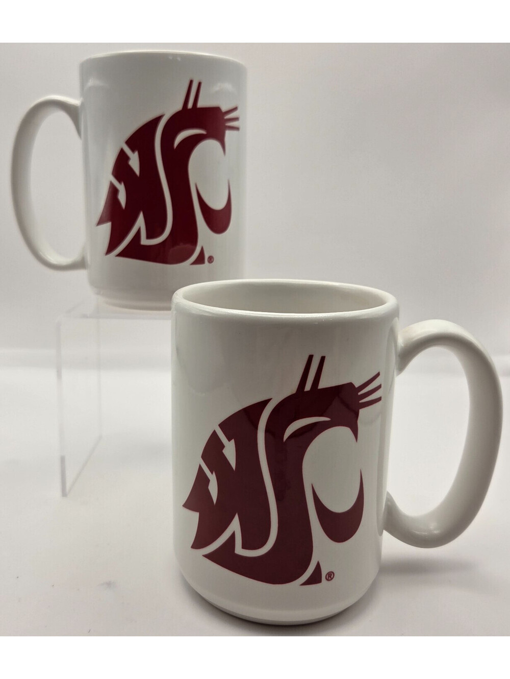 Washington State Cougars Coffee Mug Set of 2 WSU Logo White Ceramic 12 oz NCAA